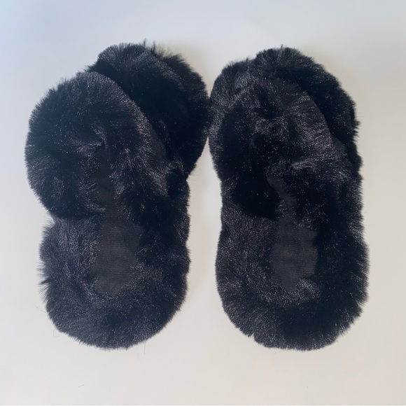 Fluffy Double Band  Peep Toe Slippers NWOT - Picture 2 of 4